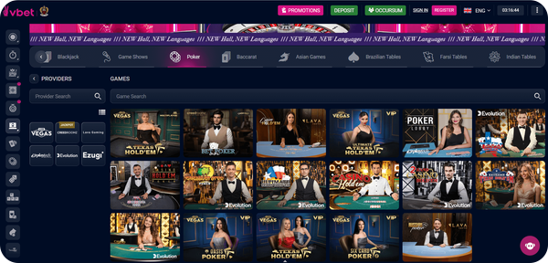 vbet казино покер на живо