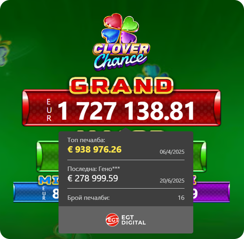 clover chance джакпот печалба в уинбет