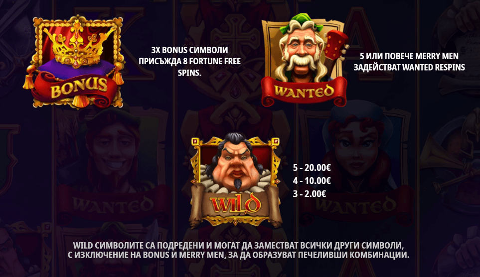 Sheriff of Nottingham слот игра специални символи
