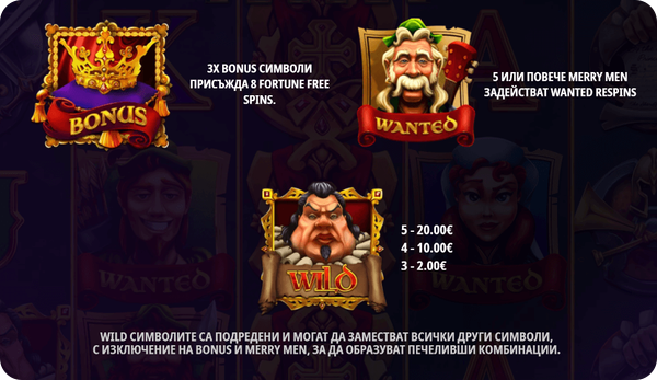 Sheriff of Nottingham слот игра специални символи