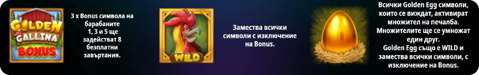 Golden Gallina ротативка специални символи бонус scatter wild