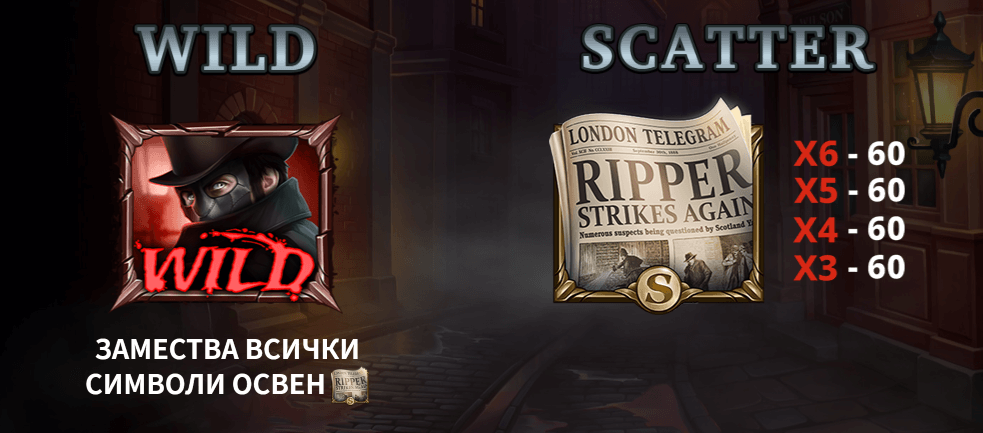 специални символи wild и scatter в казино играта the ripper