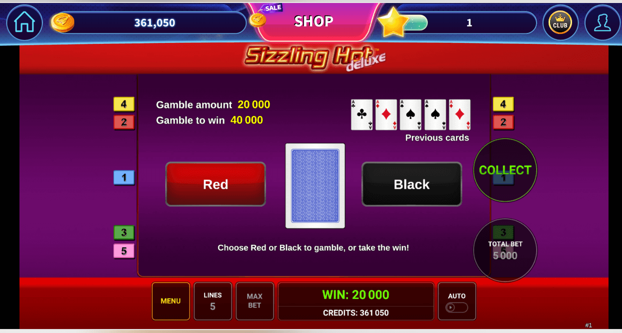 sizzling hot deluxe удвояване на печалбата