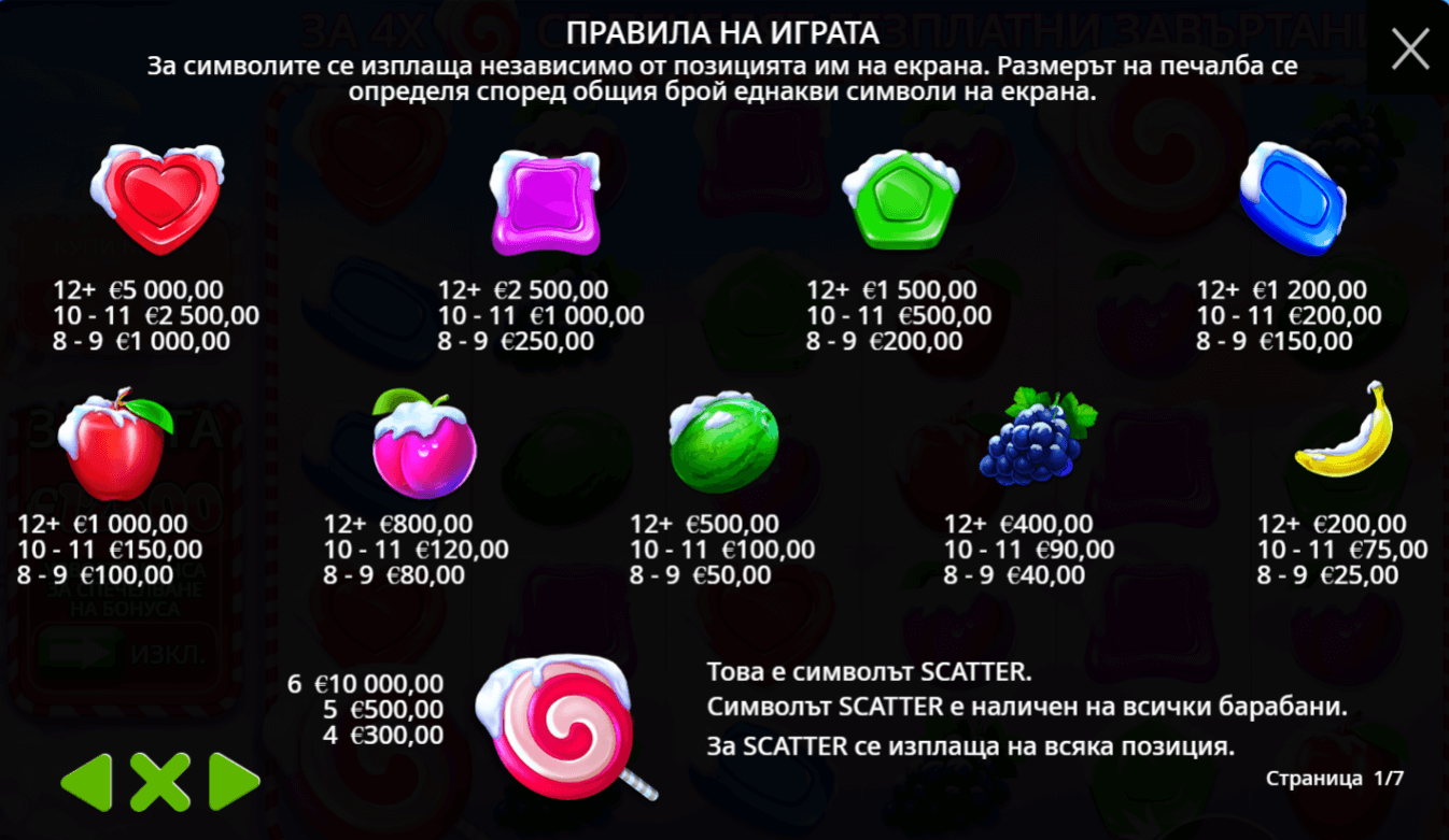 Sweet Bonanza Xmas печеливши символи