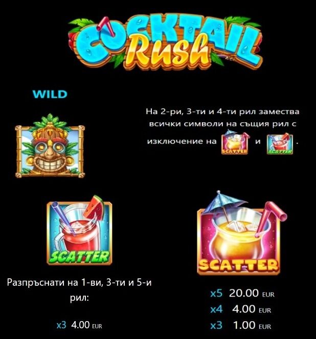 Cocktail rush специални символи