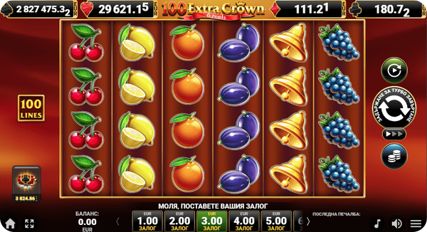100 extra crown 6 reels дизайн