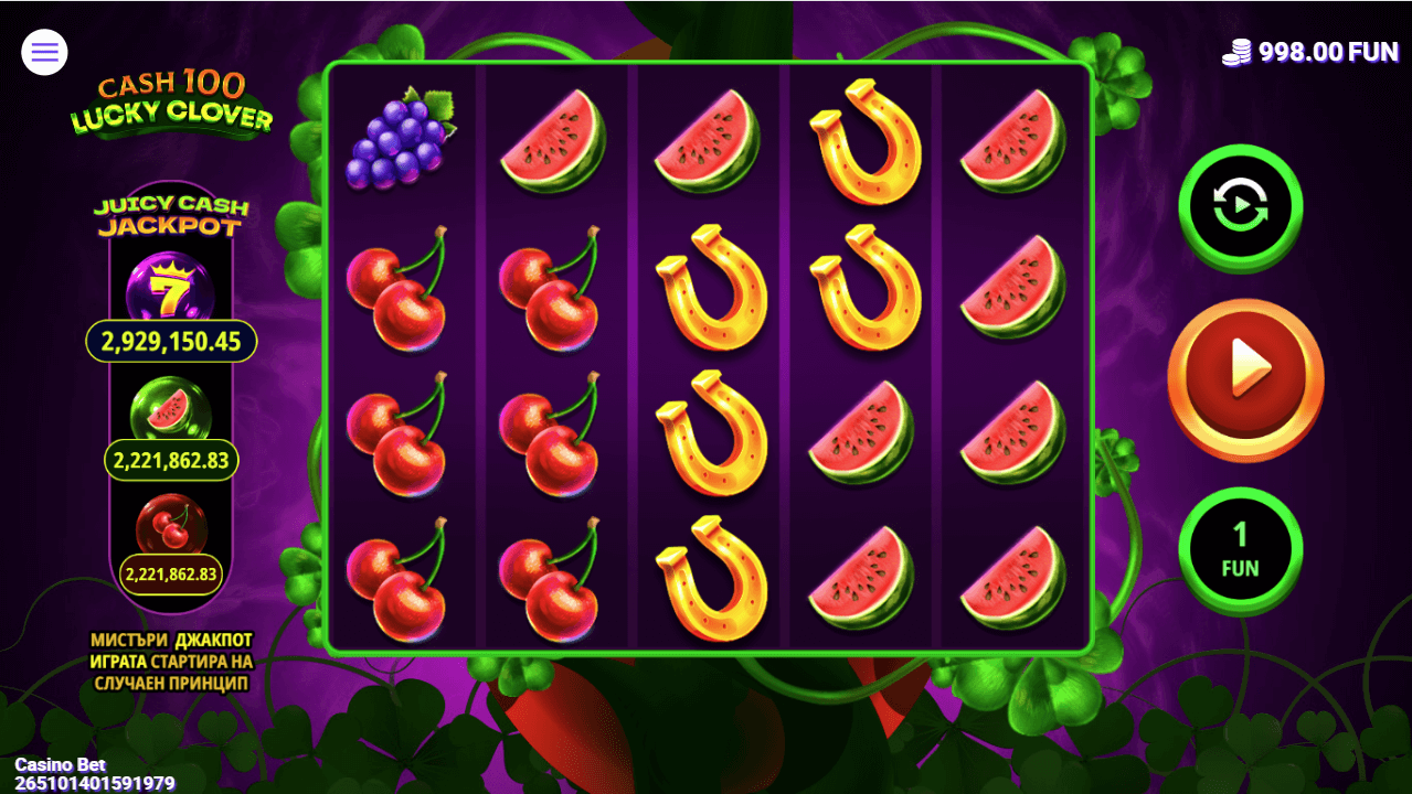 juicy cash jackpot слот 100 cash bonus clover