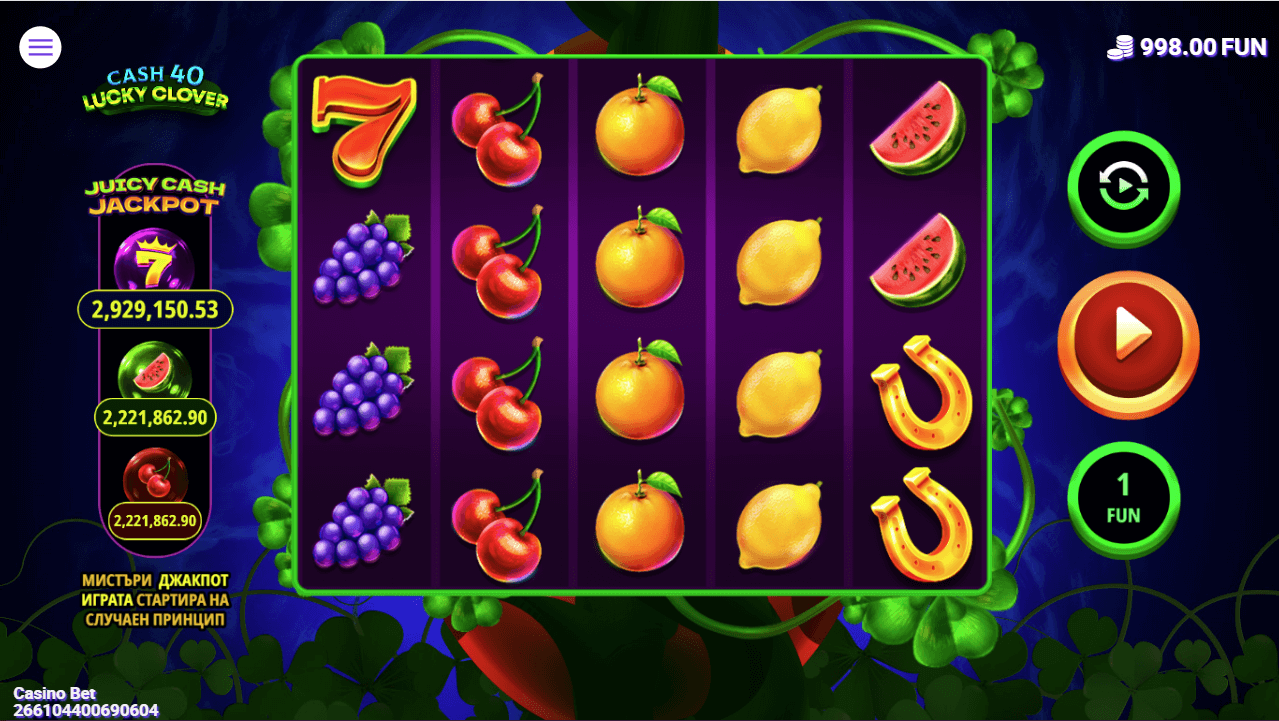juicy cash jackpot online slot cash 40 lucky clover