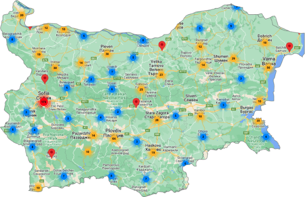 кештерминал локации в различните градове в България